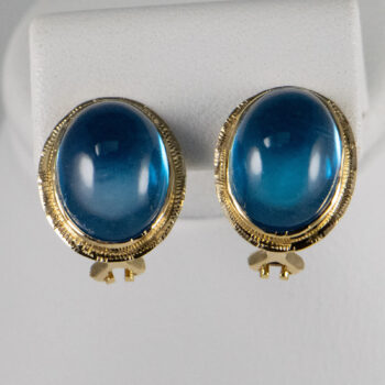 14 K Oval Cabochon Blue Topaz 5
