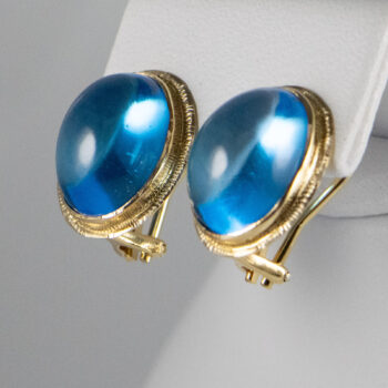 14 K Oval Cabochon Blue Topaz 6