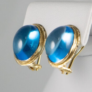 14 K Oval Cabochon Blue Topaz 7