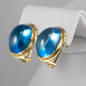 14 K Oval Cabochon Blue Topaz 8