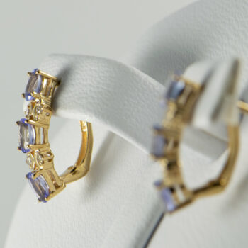 14 K Oval Tanzanite Earrings with Diamonds 10