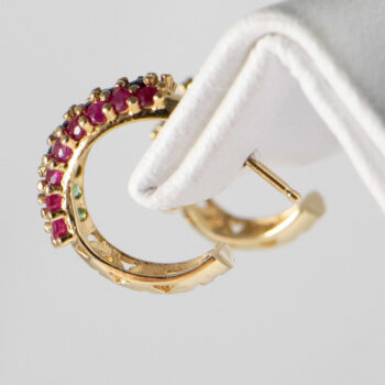 14 K Stud Half Hoops with Genuine Color Stones 10 2023 01 27 031724 olwp