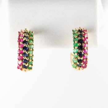 14 K Stud Half Hoops with Genuine Color Stones 4 2023 01 27 031732 pamu