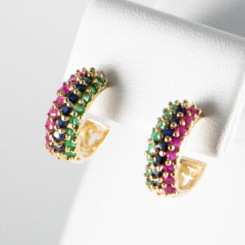 14 K Stud Half Hoops with Genuine Color Stones 5 2023 01 27 031725 rqjb