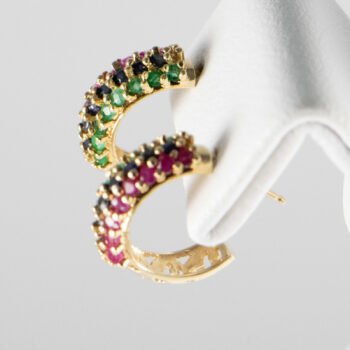 14 K Stud Half Hoops with Genuine Color Stones 7 2023 01 27 031726 qcxk