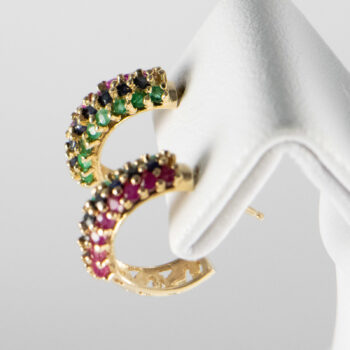 14 K Stud Half Hoops with Genuine Color Stones 8 2023 01 27 031727 rufd