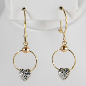 14 K Tricolor Drop Earringd with Hearts 5