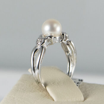 14 K White Cultured Pearl Dias Set Earr Ring 10