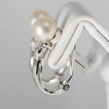 14 K White Cultured Pearl Dias Set Earr Ring 13