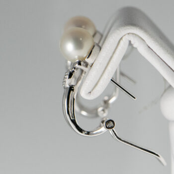 14 K White Cultured Pearl Dias Set Earr Ring 14