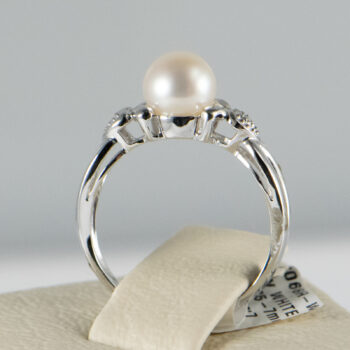 14 K White Cultured Pearl Dias Set Earr Ring 5