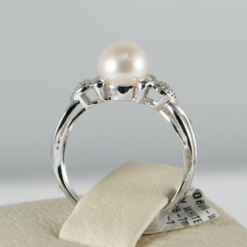 14 K White Cultured Pearl Dias Set Earr Ring 6