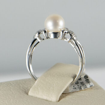 14 K White Cultured Pearl Dias Set Earr Ring 7
