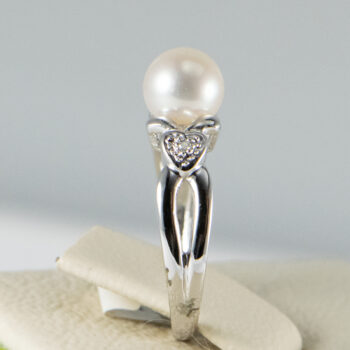 14 K White Cultured Pearl Dias Set Earr Ring 8