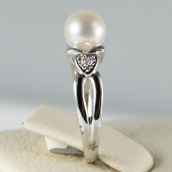 14 K White Cultured Pearl Dias Set Earr Ring 9