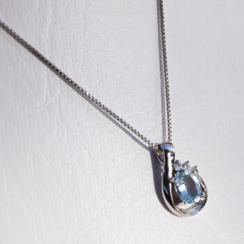 14 K White Gold Aguamarine Pendant with Chain 3
