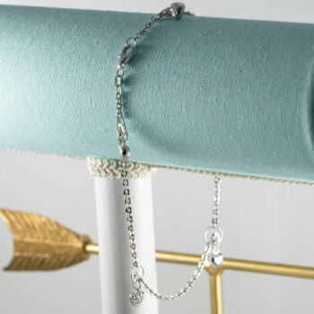 14 K White Gold Anklet Bracelet with Hearts 1