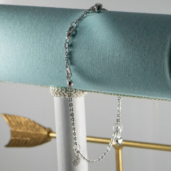 14 K White Gold Anklet Bracelet with Hearts 2