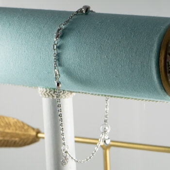 14 K White Gold Anklet Bracelet with Hearts 4