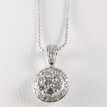 14 K White Gold Italian Diamond pendant with wheat Chain 11