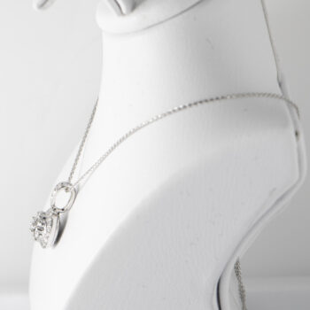 14 K White Gold Italian Diamond pendant with wheat Chain 3