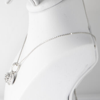 14 K White Gold Italian Diamond pendant with wheat Chain 4