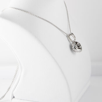 14 K White Gold Italian Diamond pendant with wheat Chain 6