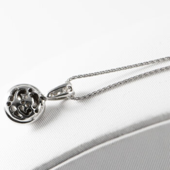14 K White Gold Italian Diamond pendant with wheat Chain 7