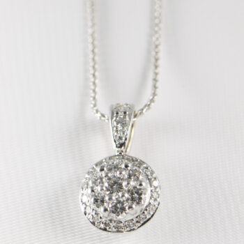 14 K White Gold Italian Diamond pendant with wheat Chain 9