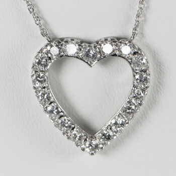 14 K White Gold Large Heart Diamond Pendant 10