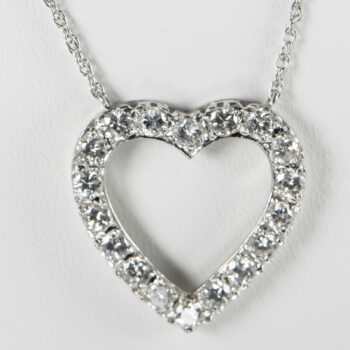 14 K White Gold Large Heart Diamond Pendant 3