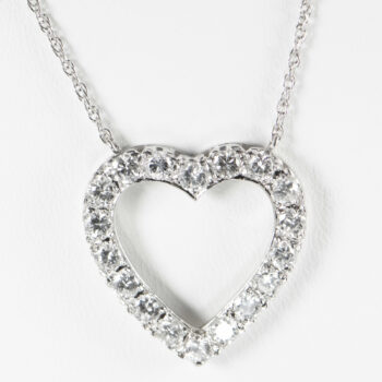 14 K White Gold Large Heart Diamond Pendant 4