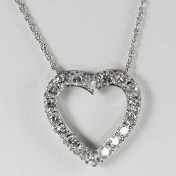 14 K White Gold Large Heart Diamond Pendant 5