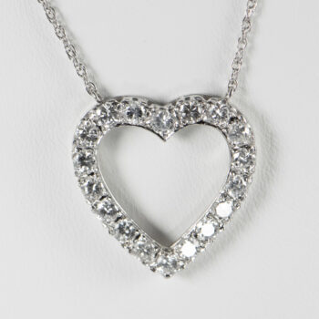 14 K White Gold Large Heart Diamond Pendant 6