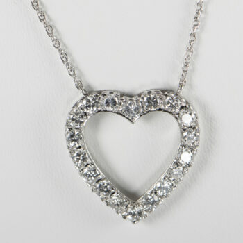 14 K White Gold Large Heart Diamond Pendant 7