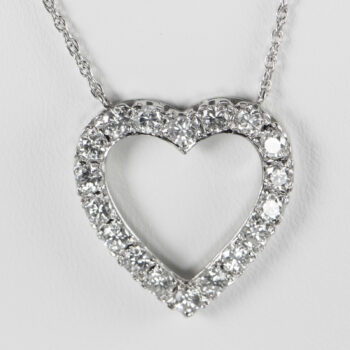 14 K White Gold Large Heart Diamond Pendant 8