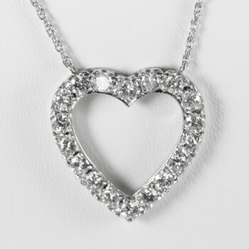 14 K White Gold Large Heart Diamond Pendant 9