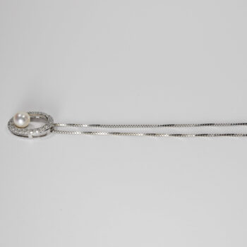 14 K White Gold Pearl Pendant with Box Chain 6