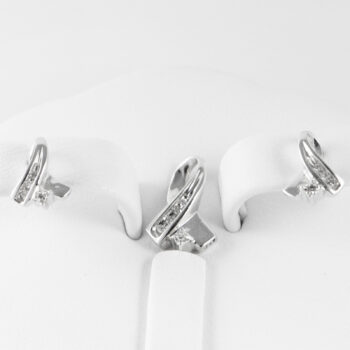 14 K White Gold set of Diamond Earrings and Pendant 2
