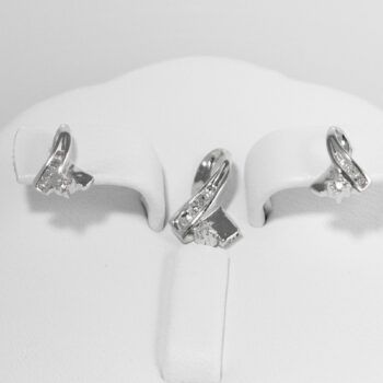 14 K White Gold set of Diamond Earrings and Pendant 3