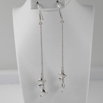 14 K White Long Dolphin Earrings 3