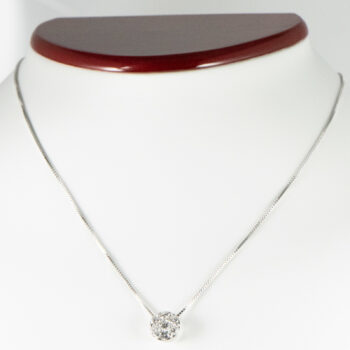 14 K White Necklace with Flower Diamond Charm 11