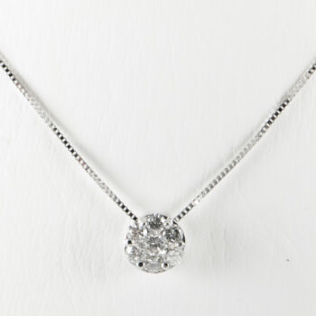 14 K White Necklace with Flower Diamond Charm 2