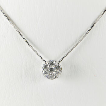 14 K White Necklace with Flower Diamond Charm 5