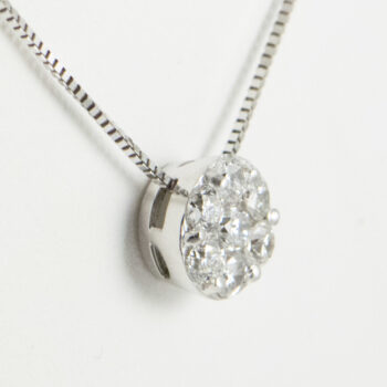 14 K White Necklace with Flower Diamond Charm 8