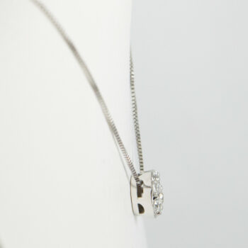 14 K White Necklace with Flower Diamond Charm 9