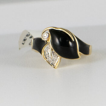 14 K Y Black Agata Ring with Diamonds 13