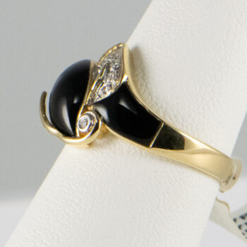 14 K Y Black Agata Ring with Diamonds 3
