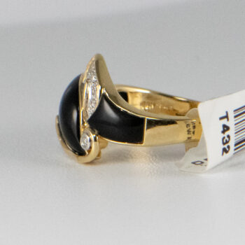 14 K Y Black Agata Ring with Diamonds 8