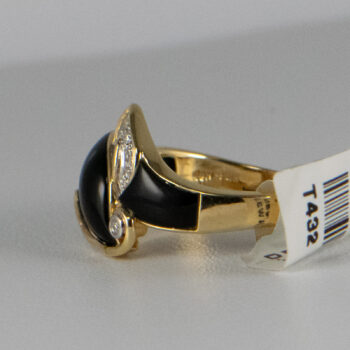14 K Y Black Agata Ring with Diamonds 9